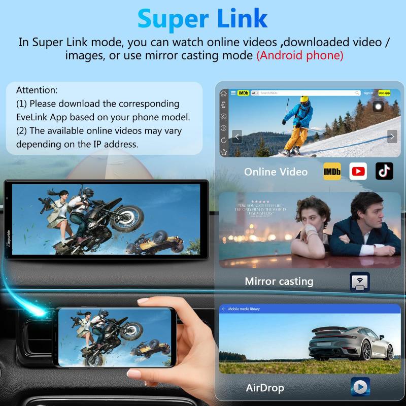 Tela de navegação para carro Carpuride W903S 4K frontal e 1080P